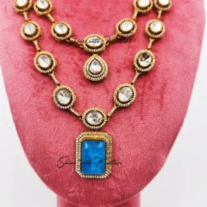 Alternative view of Shilpi Layered Polki Necklace with Stone Drop