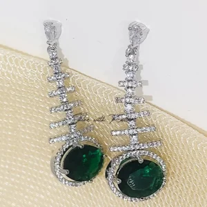 Jetty Long CZ Earrings with Stone