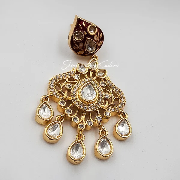 Sana Meenakari Hasli with Inlay Work Red - Image 3