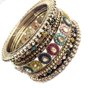 Multicolor Kundan Stone Bangle Set