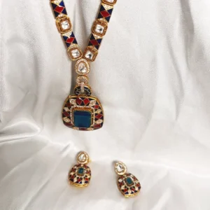 Alternative view of Polki Kundan Bridal Jewelry Set, Blue
