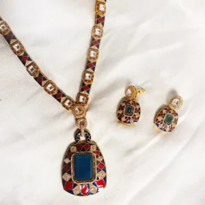 Polki Kundan Bridal Jewelry Set, Blue