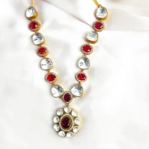 Alternative view of Premium Polki & Doublet Stone Necklace, Ruby