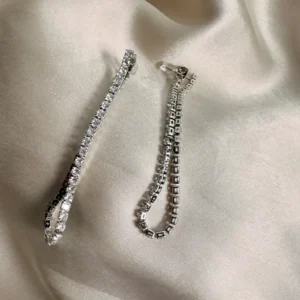 Tennis Earrings Silver, Folded