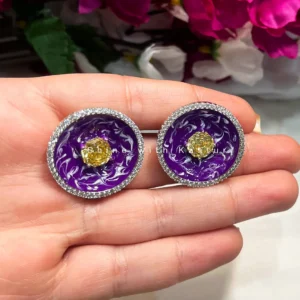 Alternative view of Pia Silver Plated Designer Studs, Purple