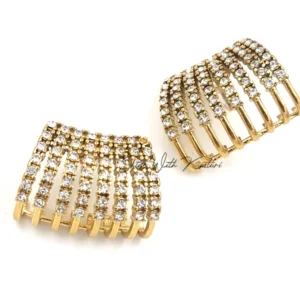 Alternative view of Sparkling Tiered Gold Earrings
