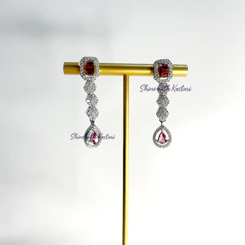 Lovisa Layered Necklace, CZ & Stones, Silver plated Red - Image 2