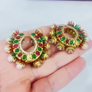 Alternative view of Designer Chandbaali Kundan and Moti, Multi