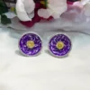 Pia Silver Plated Designer Studs, Purple