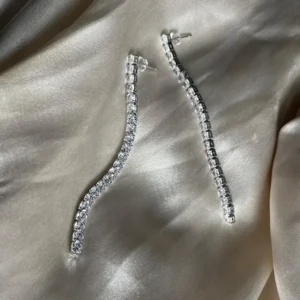 Silver Tennis Earrings, Curved