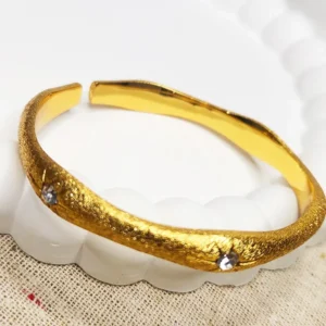 Satin Gold Swirly Bracelet, embellished