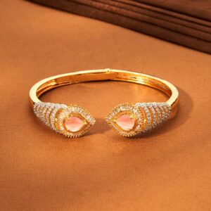 Alternative view of CZ Adjustable Kada, Dual Tone Pink