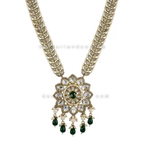 Alternative view of Royal long Polki Studded Necklace with Stones