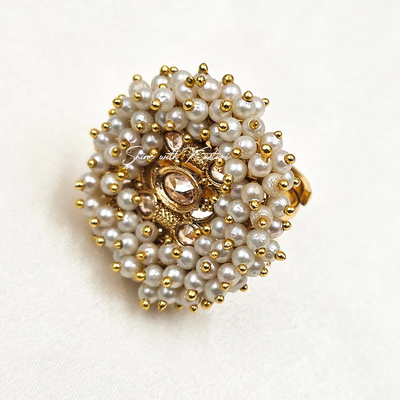 Adjustable Pearl Cluster Statement Ring Online