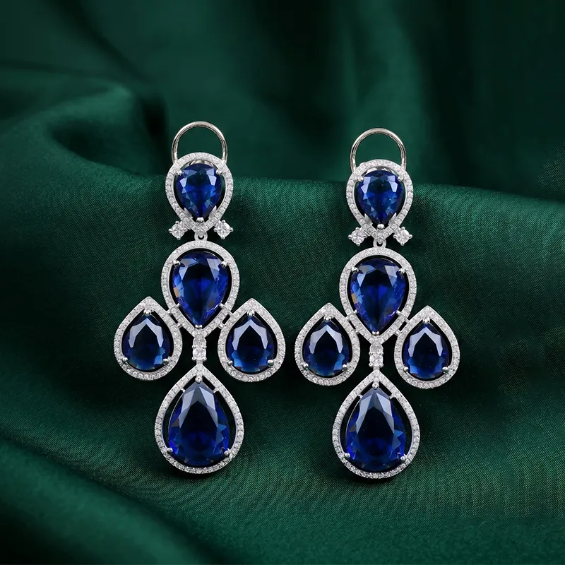 Kareena CZ Stone Fashion Earrings, Blue