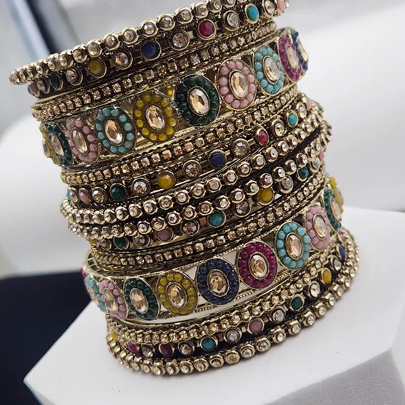 Multicolor Kundan Stone Bangle Set - Image 2