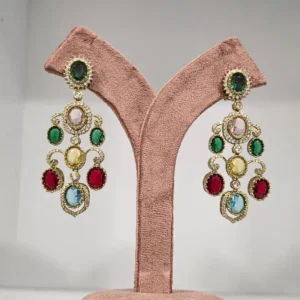 Alternative view of Sabyasachi Inspired Navratan Statement Earrings