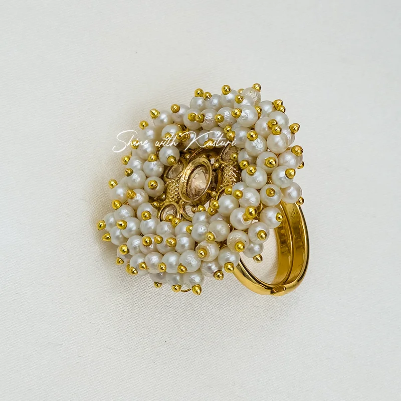 Adjustable Pearl Cluster Ring - Image 3