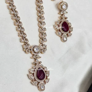 Alternative view of Ruhani Ruby Kundan Long Necklace Set