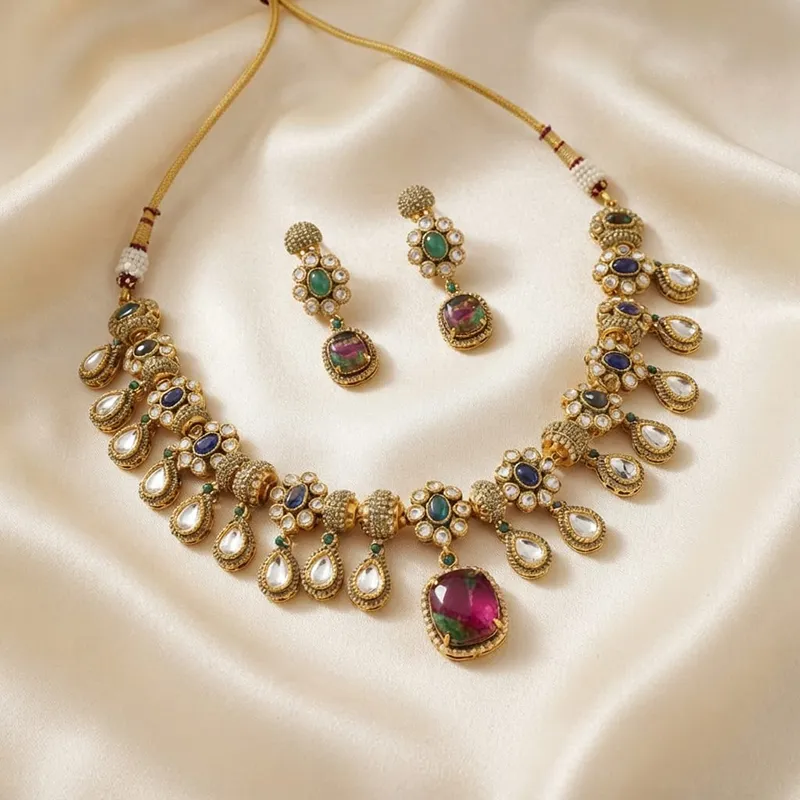 Sabyasachi Inspired Polki & Stone Choker - Image 4