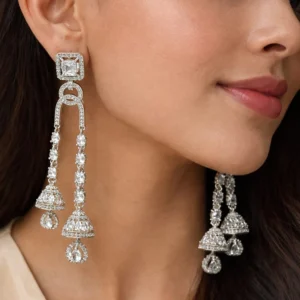 Buy-Silver-Tone-CZ-Drop-Jhumka-Online