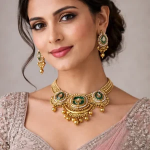 Gold plated Choker Set with inlay on Stones