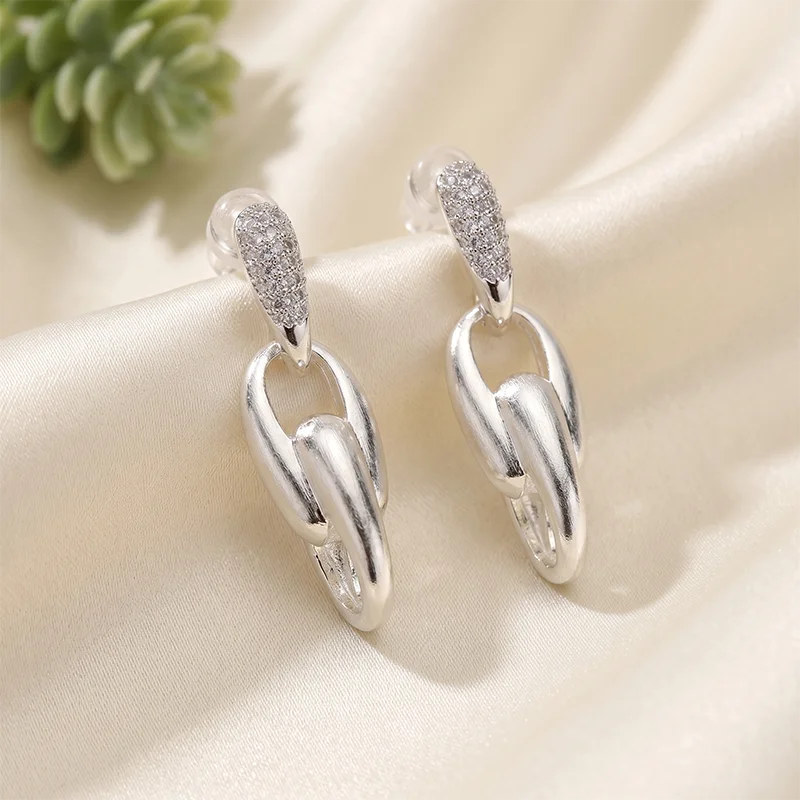 Clink Silver Link Earrings