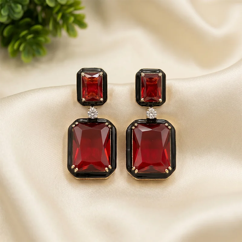 Crystal Stone Statement Earrings
