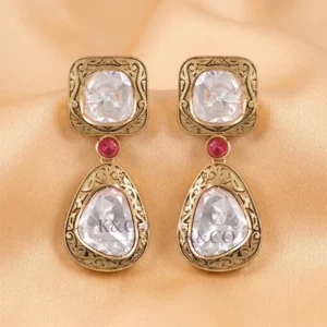 Designer Polki Earrings with stone Online
