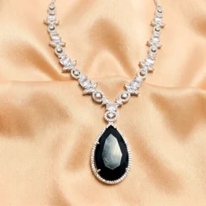 Alternative view of Celeste Pear Drop Necklace Set, Black