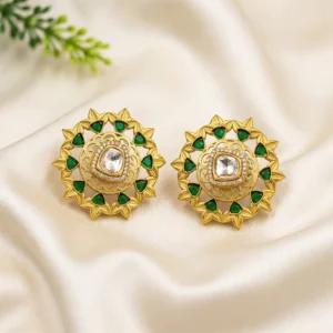 Large Gold Plated Stud Style Earrings