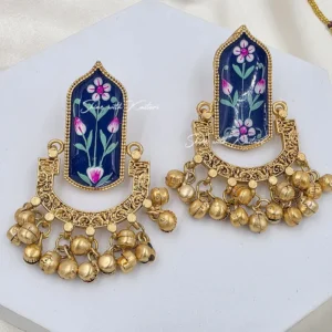 Alternative view of Neel Kamal Handpainted Jhumka