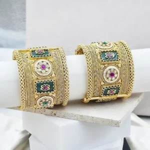 Kundan Meenakari Broad Kada Bangles