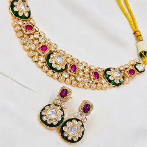 Kundan Necklace Set with Emerald