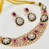 Kundan Necklace Set with Emerald & Ruby Accents