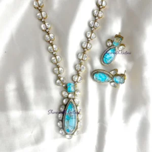 Long Necklace with Marble Stone