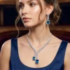 Minu Cubic Zirconia Y-Necklace, Aqua stone