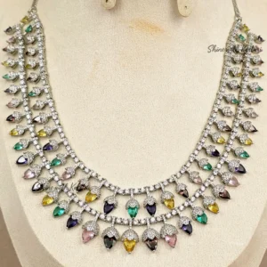 Multicolor layered AD Statement Necklace