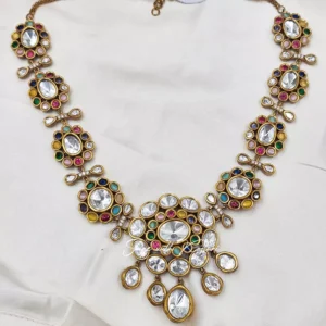 Alternative view of Ria Polki Necklace with Moissanites Multicolour