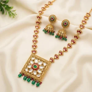Long Kundan Necklace with Stones