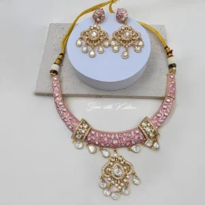 Alternative view of Sana Meenakari Hasli with Inlay Work, Pink