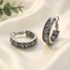 Premium Crystal Hoop Earrings, Grey