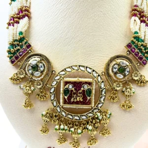 Kundan Necklace Set with Multi-Layer Beads - Image 4