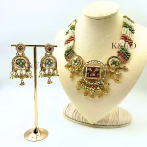 Kundan Necklace Set with Multi-Layer Beads