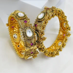 Shop Kundan Antique Gold Bangles