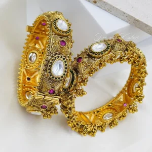 Shop Kundan Antique Gold Bangles Online