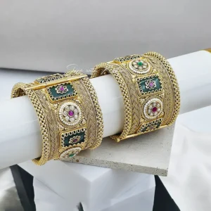 Shop Kundan Meenakari Broad Kada Bangle