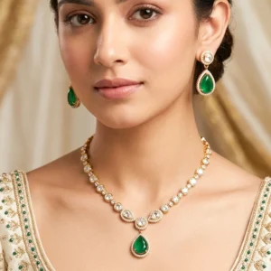 Moissanite Polki Necklace with stone