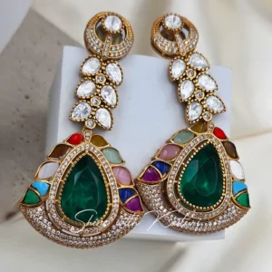 Navratna Kundan Statement Earrings