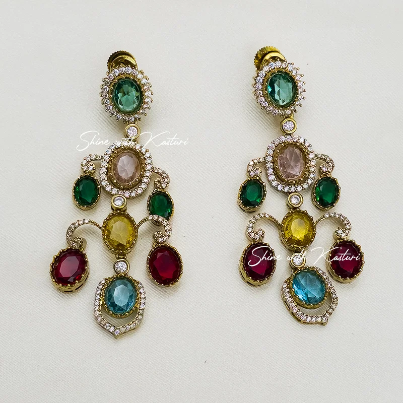 Shop Sabyasachi Inspired Navratna Statement Earrings